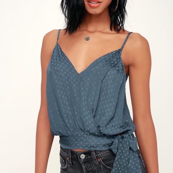 Honey Punch Tops - EUC — Honey Punch Blue Polka Dot tank